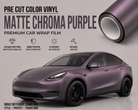 WrapBug Matte Chroma Purple pre cut color vinyl premium car wrap film on a Tesla Model Y