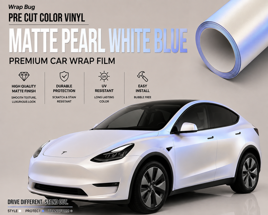 WrapBug Tesla Color Change Wrap Kit -MATTE PEARL WHITE BLUE