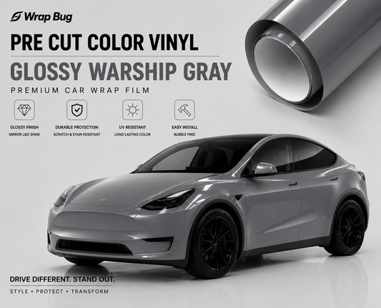 WrapBug Pre-cut Tesla Vinyl Wrap Kit -GLOSSY WARSHIP GRAY