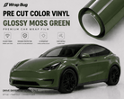 WrapBug pre cut color vinyl in glossy moss green applied on black SUV for premium car wrap