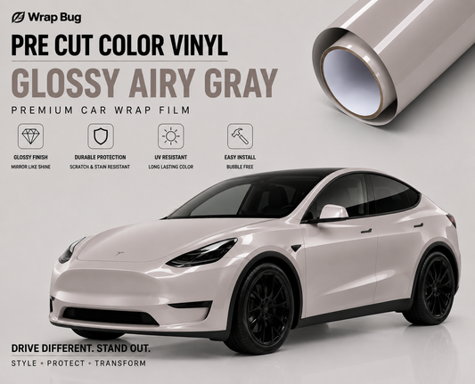 WrapBug Pre-cut Tesla Vinyl Wrap-GLOSSY AIRY GRAY