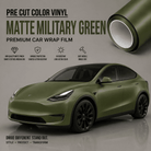 WrapBug matte military green pre-cut color vinyl premium car wrap film on Tesla Model Y