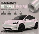 WrapBug matte pearl white pink pre cut color vinyl premium car wrap film on Tesla Model Y