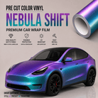 Tesla Model Y with matte finish and color shift effect