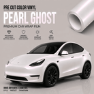 Pre-cut Tesla Vinyl Wrap Kit in Pearl Ghost matte finish with durable, UV-resistant car wrap film