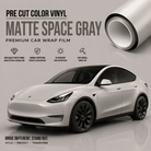 WrapBug matte SPACE GRAY tesla wrap premium car vinyl film roll with white Tesla Model Y SUV