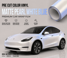 Tesla car wrapped in matte white tesla wrap showing smooth texture and premium protection