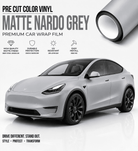 Tesla Model 3 wrap in matte Nardo grey vinyl by WrapBug with high quality and UV resistant finish